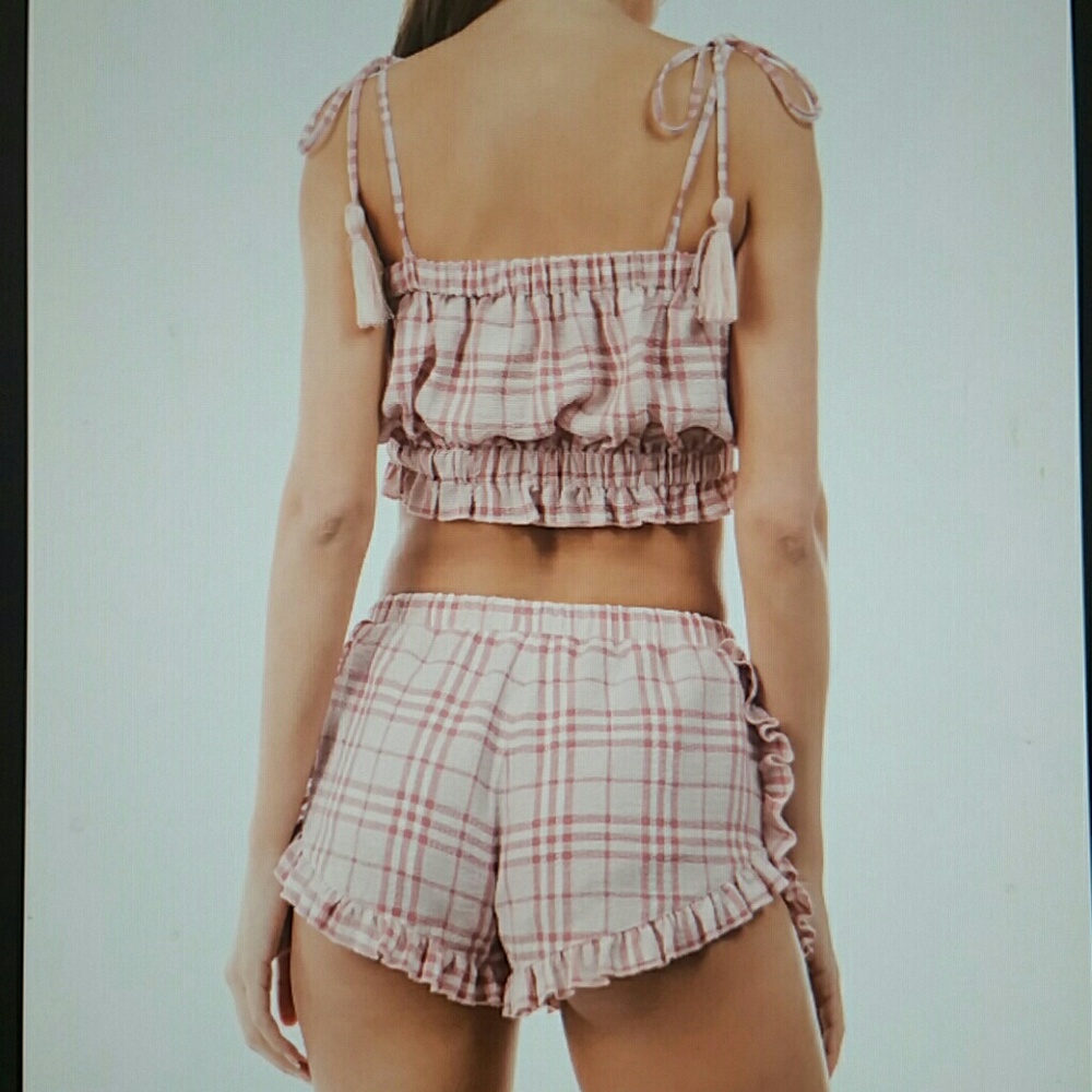 Plaid print set with ruffle detail - Picture 4 of 5